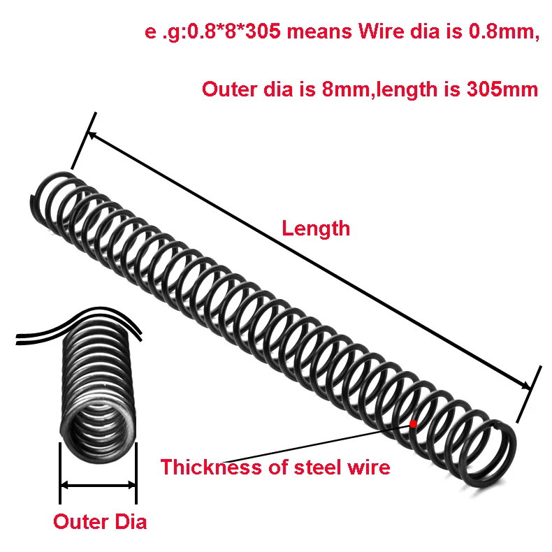1 шт. пружинная стальная пружина y-типа компрессионная пружина проволока диаметром 2 мм наружный диаметр 10-19 мм Длина 305 мм