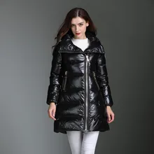 Женский пуховик знаменитый бренд звездный стиль средней длины женский утепленный бронзовая молния локализованный большой стиль на молнии