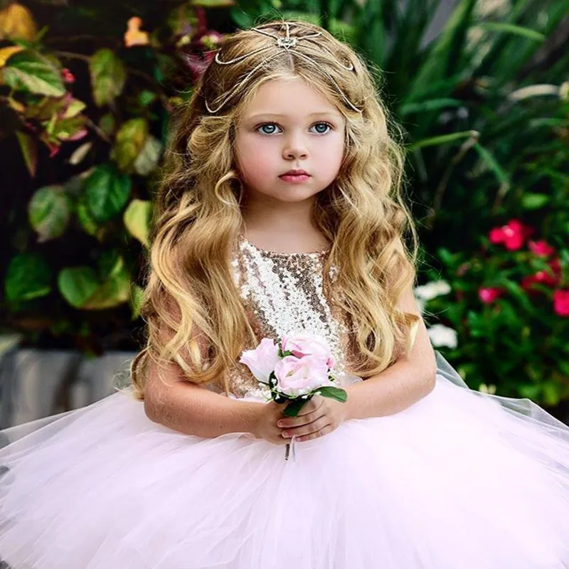 

Summer Baby Girls Sequin Backless Design Sleeveless Princess Dress Kid Wedding Party Dress for Girl Toddler Mesh Sundress