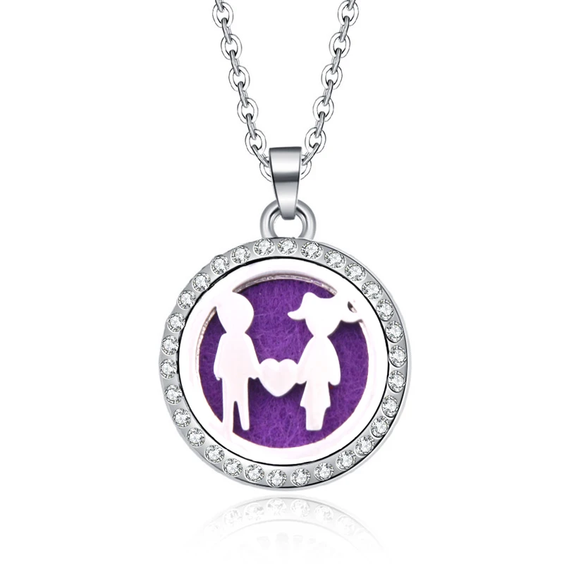 

Rhinestone Essential Oils Aromatherapy lockets together forever Aroma Diffuser Perfume Pendant Necklace Valentine's Day present