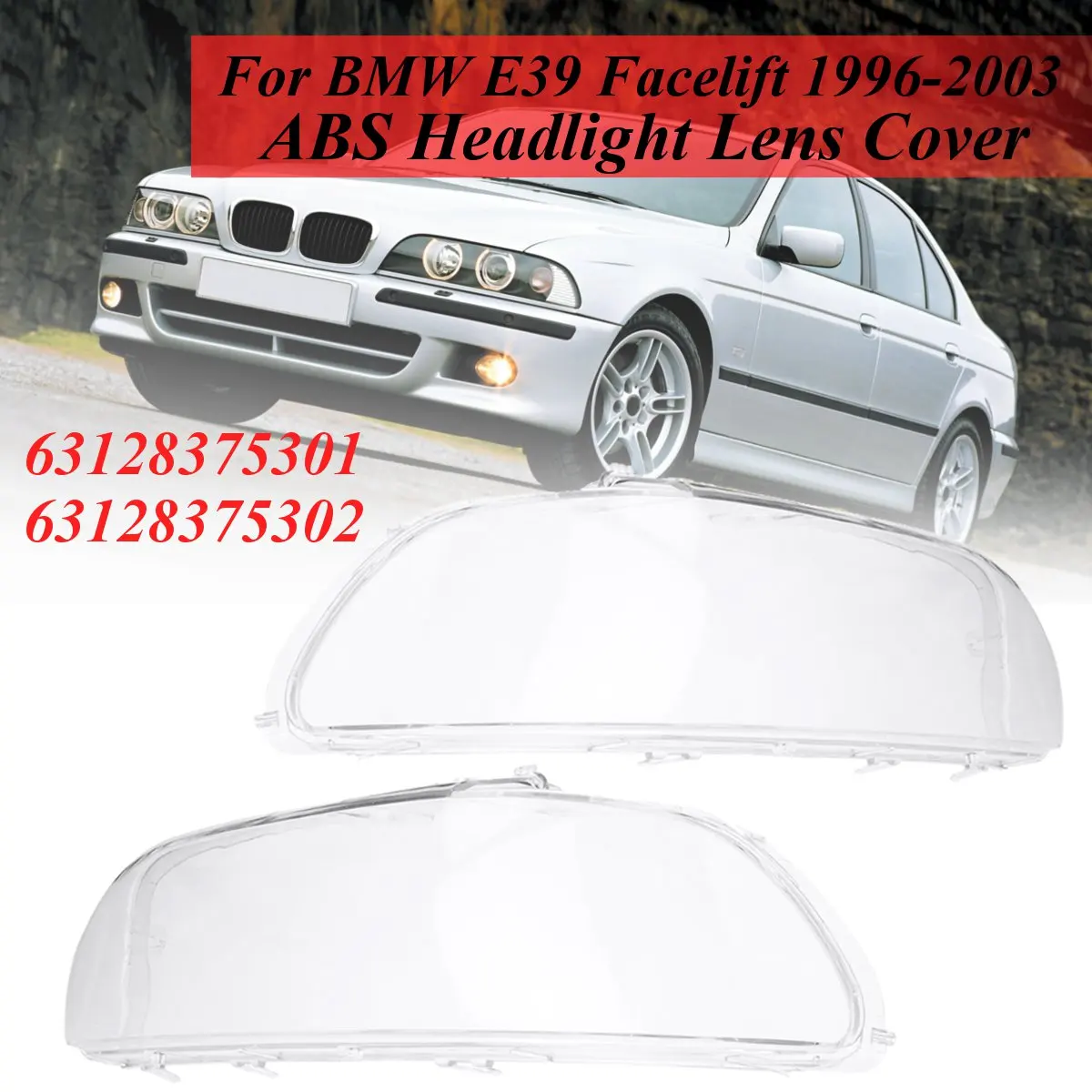 Чехол для фар BMW E39 1996-2003, крышка для фар, крышка для фар, стеклянная линза для автомобилей, линза передней фары, комплект, высокое качество