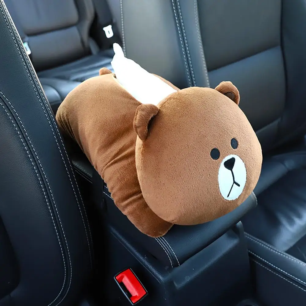 

Plush Armrest Car Tissue Box Car Sun Visor Tissue Paper Holder Cartoon Auto Seat Back Hanging Paper Napkin Dog Container