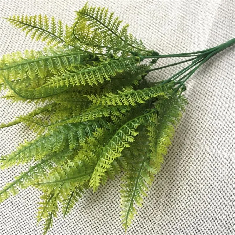 

6Pcs Fake Greenery (7 stems/piece) Simulation Fern Plastic Persian Leaf for Wedding Showcase Decorative Artificial Flowers