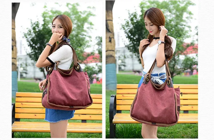 MJ Women's Canvas Handbags High Quality Female Canvas Totes Casual Shoulder Bags Large Travel Bag Ladies Solid Crossbody Bags (9)