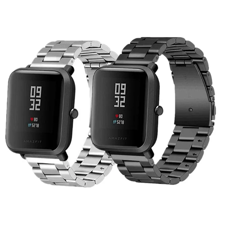 20 мм металлический ремешок для часов Xiaomi Huami Amazfit Bip из нержавеющей стали браслет
