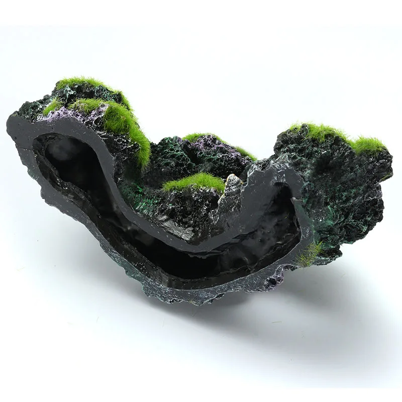Green Resin Aquarium Mountain Coral Reef Rock Cave Stone Moss Fish Tank Ornament Decoration