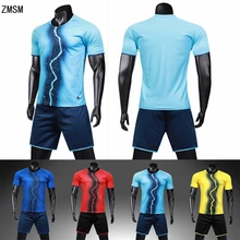 ZMSM взрослые принты "Футбол" форма футбольные майки наборы survetement футбол спортивные костюмы короткий футбольный тренировочный костюм LB1907