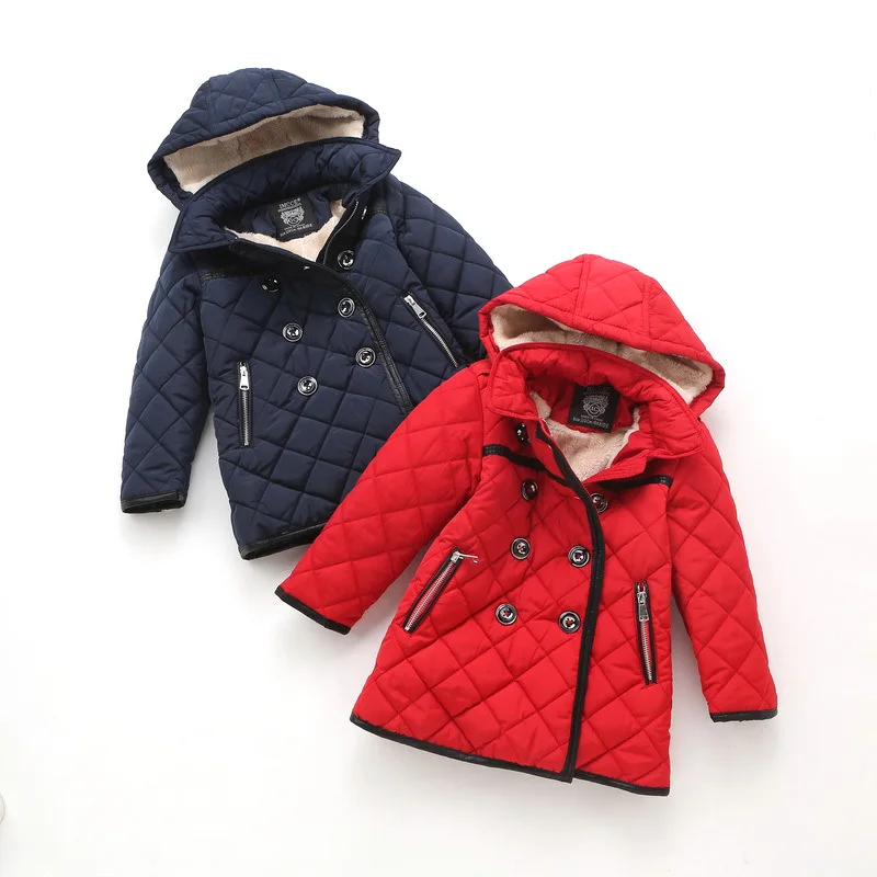 

2018 Children Outerwear Jacket Girls Cotton Padded Coats Winter Children's Clothing Hooded Fleece Boys Down & Parka BC433