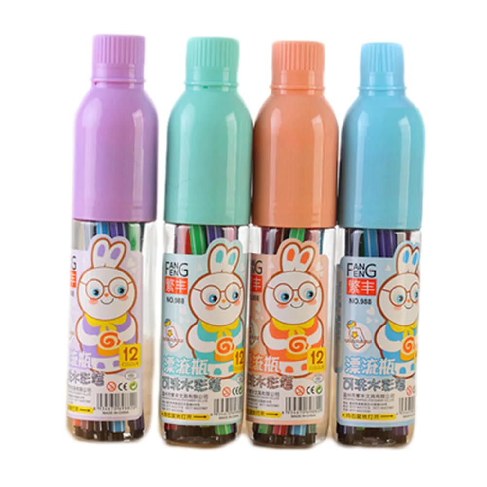 12pcs/pack Bottle Child Non toxic Painting Graffiti Colour Pencil Baby