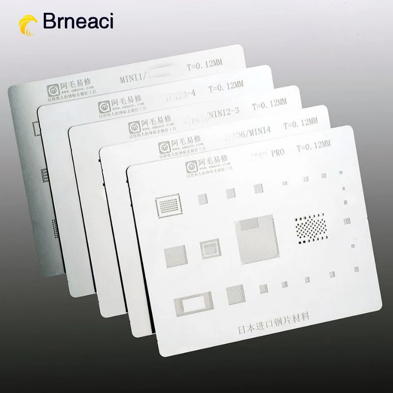 

Brneaci high Quality BGA Reballing Stencil dedicate kit for iPad2 3 4 5 6PRO mini1 2 3 4 Reballing Stencil Tin