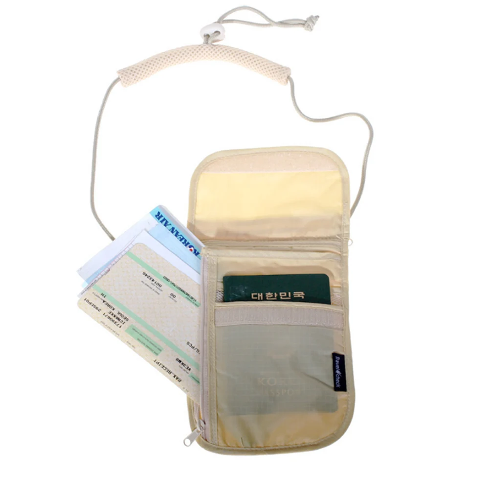 Бумажник для безопасности под одежду на шее, кошелек для денег, документов, карт, паспорта, Сумка с веревочным держателем, нейлоновый кошелек для путешествий, сумка