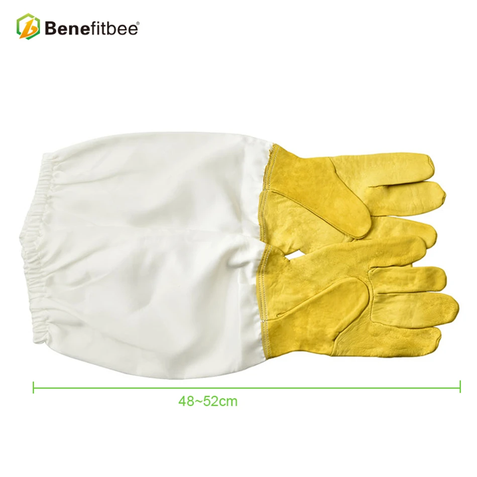 Benefitbee Beekeeper Prevent Gloves Protective Sleeves Ventilated Professional Anti Bee for Apiculture Beekeeper Beehive Yellow