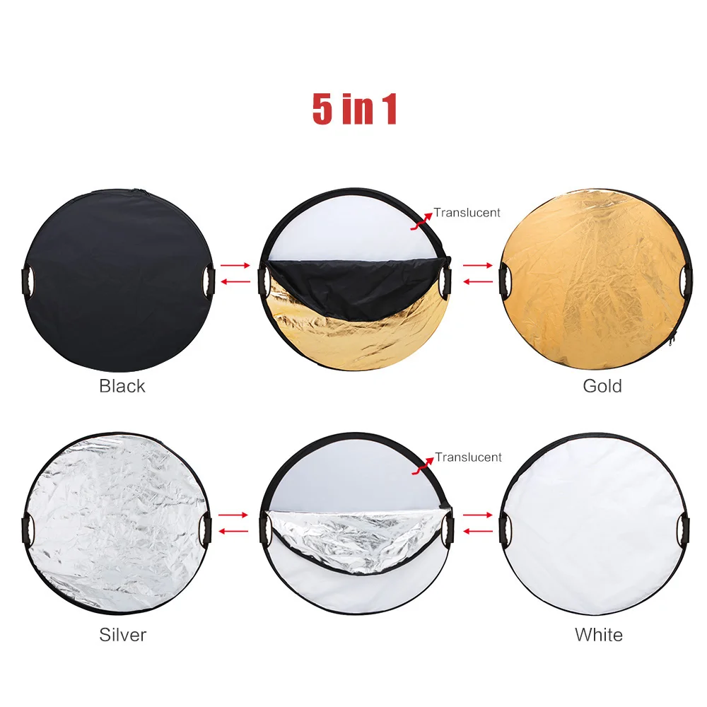 

110cm 5 in 1 Portable Collapsible Reflector Multi-Disc Light Round Photos Photography Reflector Studio DSLR Camera Accessories