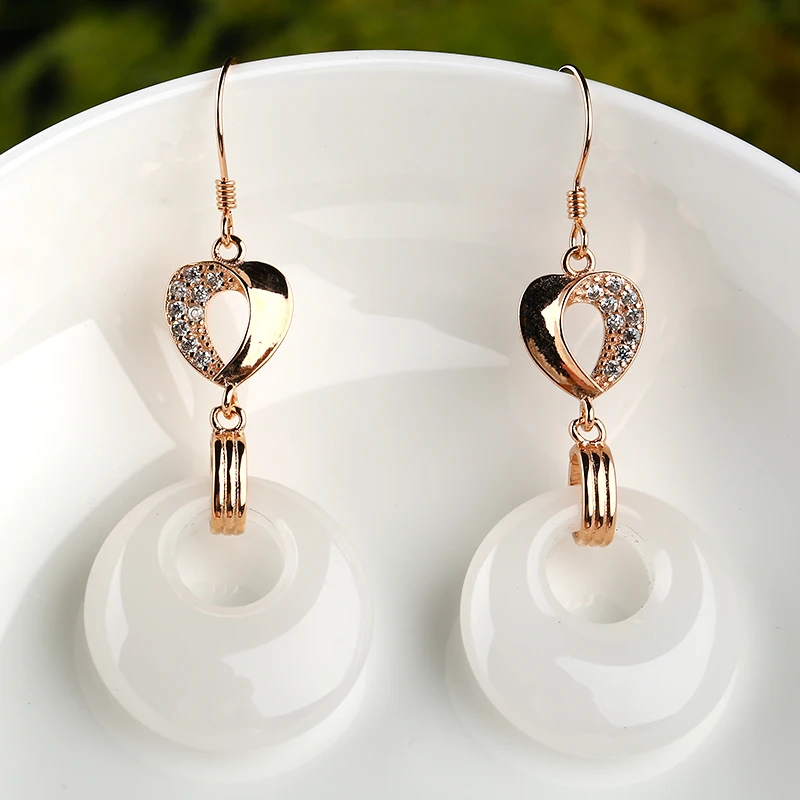 Original 925 silver mosaic natural White Stone earrings Female models