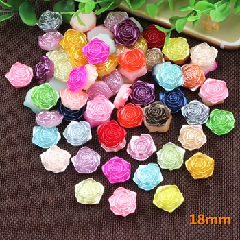 

CNCRAFT 10pcs/lot 18mm Mix Color Flower Shape Imitation Half Round Pearl Flatback Beads for Scrapbook DIY Decoration