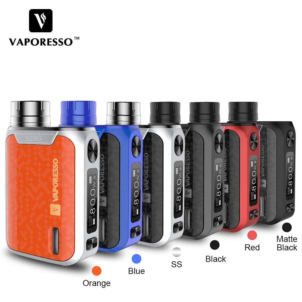 Original Vaporesso Swag TC Box MOD 80W 0.91 inch Screen Vape Mod fit
