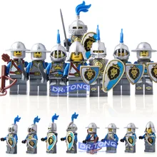 DR. TONG Одиночная распродажа средневековый замок царства Синий Лев Рыцари король солидер щит меч строительные блоки игрушки детские подарки