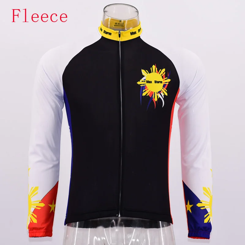 

NEW Philippines cycling jersey long sleeve Winter Thermal Fleece&no Fleece cycling clothing Reflective zipper 4 pocket