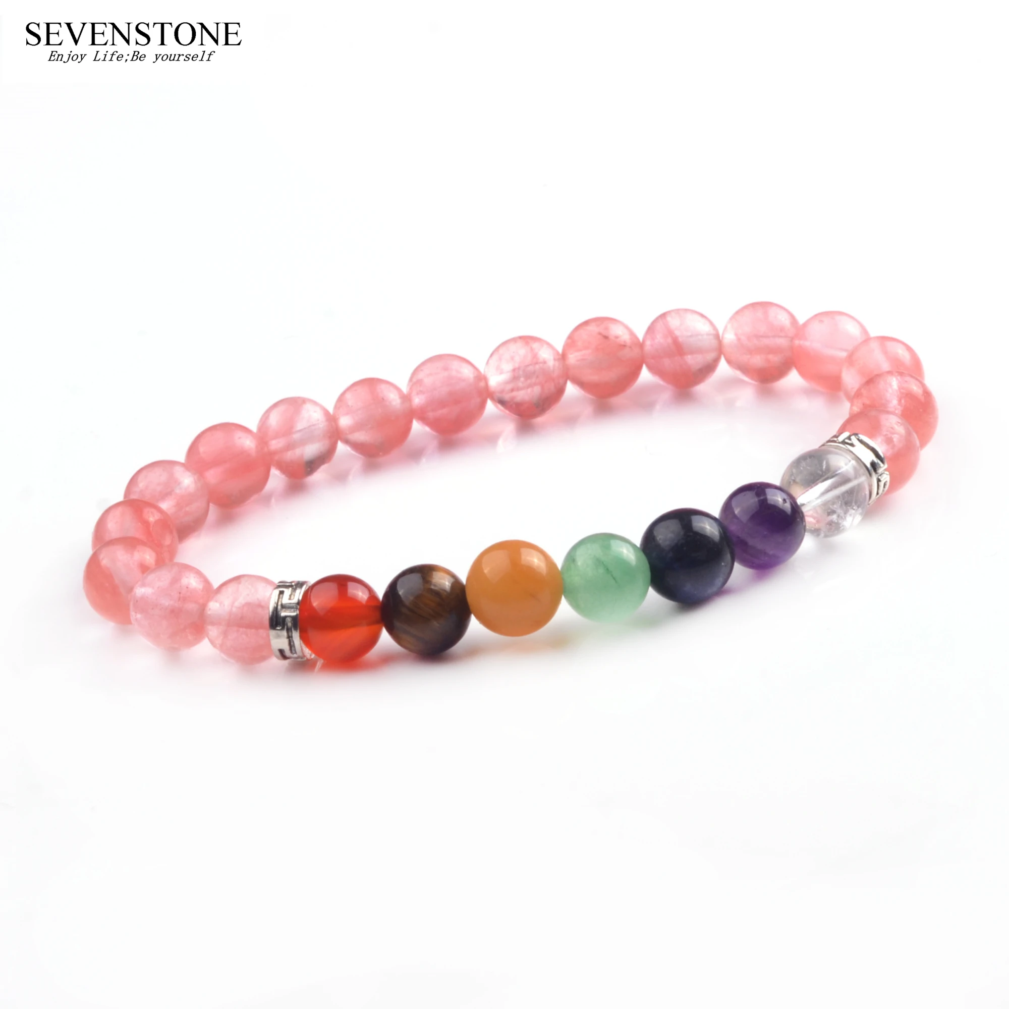 

SEVENSTONE 2019 New 7 Chakra Black Reiki Healing Balance 8mm Beads Natural Stone Yoga Bracelets for Women Jewelry Wholesale Gift