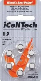 

30pcs iCellTech High Performance Hearing Aid Batteries Zinc Air battery 13/A13/PR48 Battery
