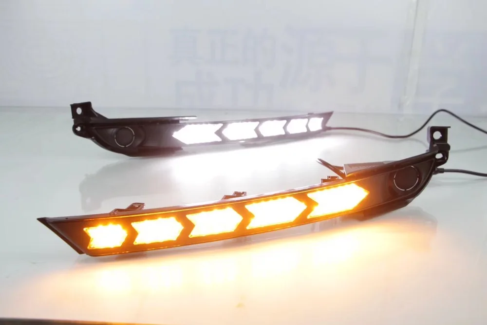 EOsuns led drl Дневной ходовой светильник с движущимся желтым поворотником, синий ночной Светильник для mazda CX-5