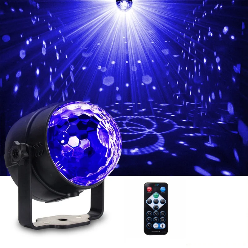 

3W Crystal Magic Ball Stage Light UV Purple LED Stage Lighting Effect Self-propelled Voice-activated Flashing Party Disco Club