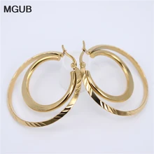 Nouvelle mode grand cercle Punk en acier inoxydable boucles d'oreilles cerceau torsadé couleur or pour les femmes fête en gros de haute qualité LH719(China)