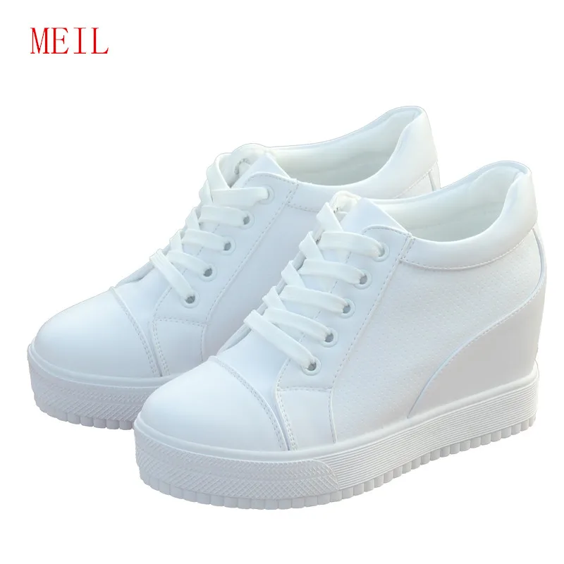 

Summer Black White Hidden Wedge Heels Sneakers Casual Shoes Woman High Platform Shoes Women High Heels Ladies Casual White Shoes