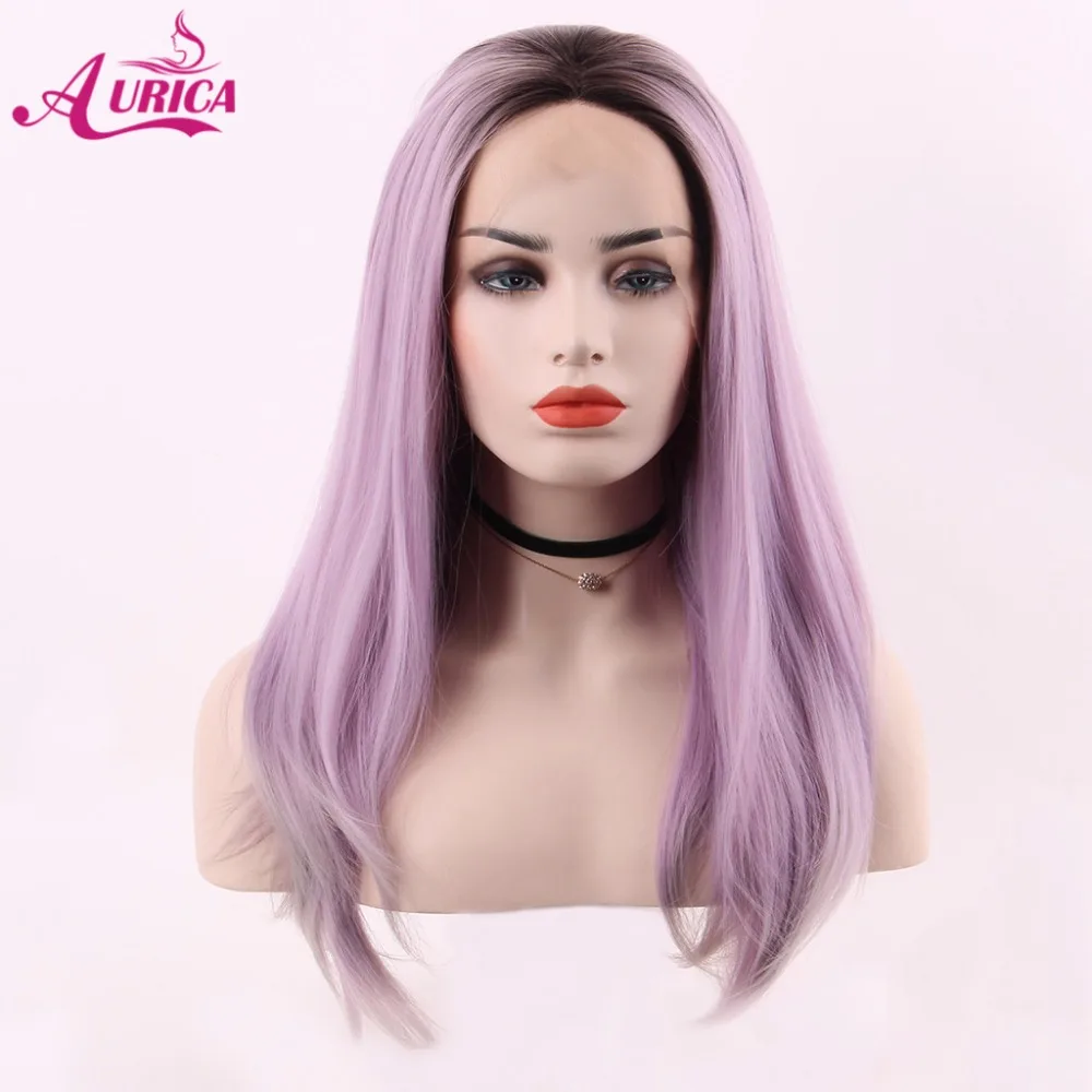 Aurica Natural Straight Ombre Purple Heat Safe Synthetic Hair Lace