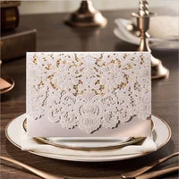 Free Shipping White Floral Laser Cut Wedding Invitations 50pcs/Lot Table Card Seat Card Place Card For Wedding Favors And Gifts