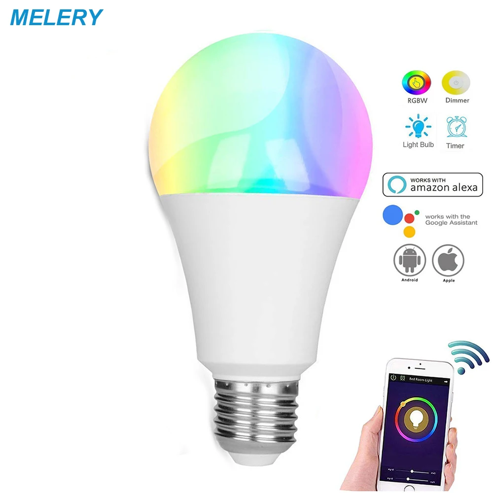 

WiFi Smart LED Light Bulb Lamp E26 12W RGBCW Homekit Lighting Bulb Dimmable Multicolor Compatible with Alexa and Google Home