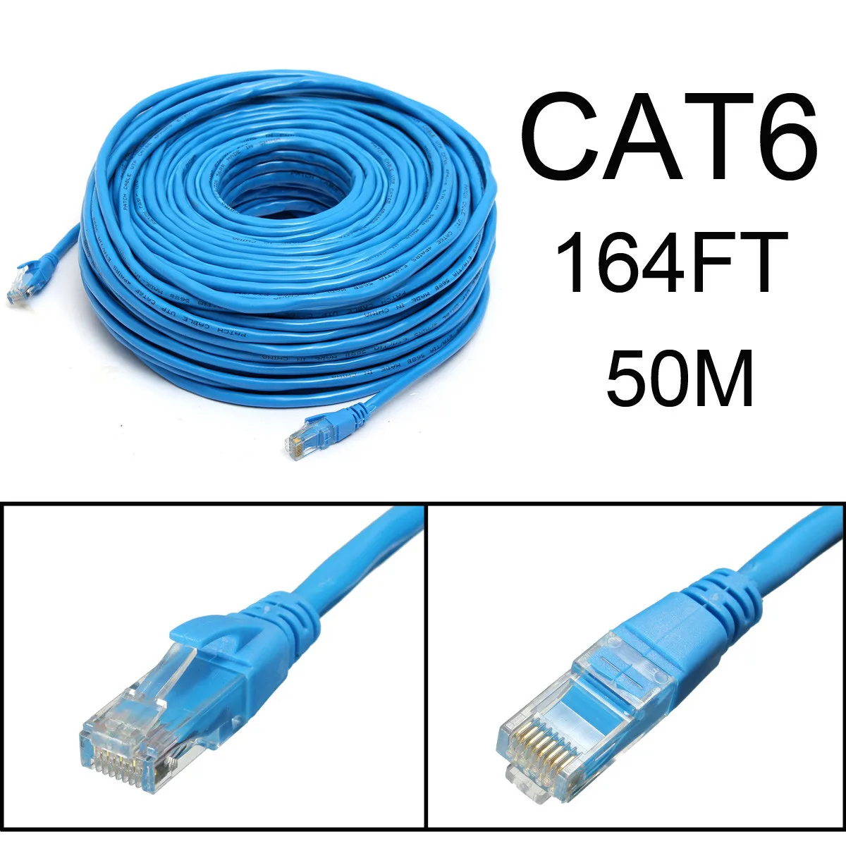 Синий сетевой кабель 50 м/164 фута RJ45 CAT6 CAT6E Ethernet Интернет LAN провод шнур для ноутбука