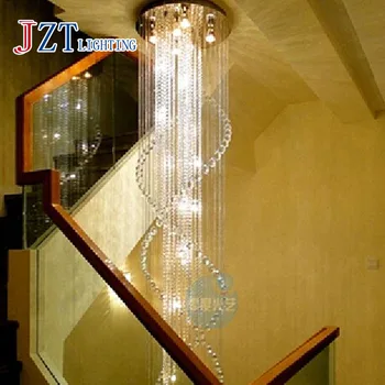 

GETOP Modern Deluxe Villa Staircase Hotel Lobby Double Staircase K9 Crystal Chandelier LED Lustres Crystal Lamp Lighting