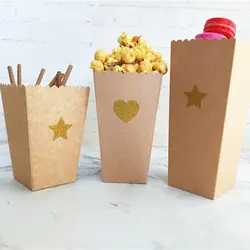 36 шт. блеск звезда коробка для попкорна коричневый конфеты Kraft бумага мешок вечерние малыш Сумочка для продуктов Новый год День рождения