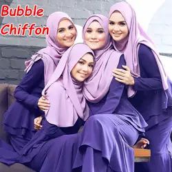 H8 высокое качество обычный пузырь шифоновые платки повязки популярные хиджаб летом мусульманские шарфы