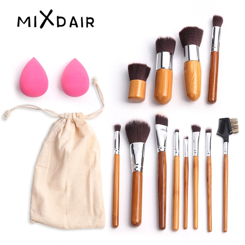 Набор кистей для макияжа MIXDAIR 12 шт. 2 губки смешивания капель воды пуховые с