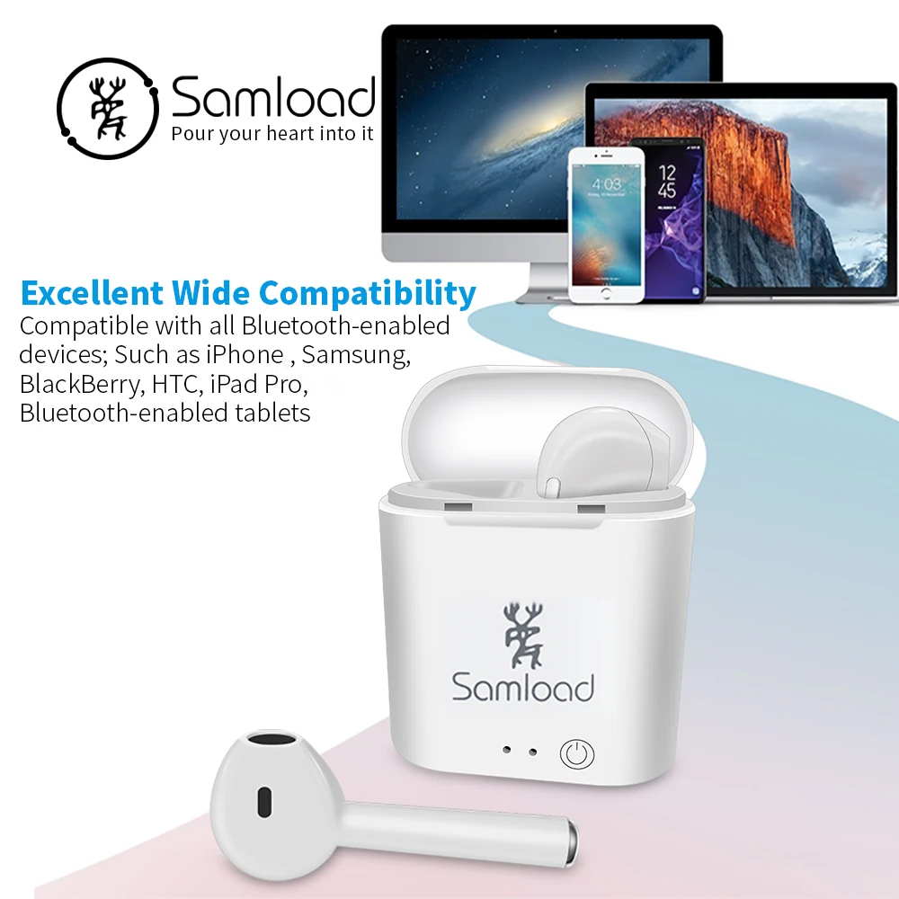 Samload i7s Bluetooth Wireless Headset sport Earphones Stereo Air Music Pods Ear buds For Apple Headphone iPhone SE 6 7 8 Xiaomi