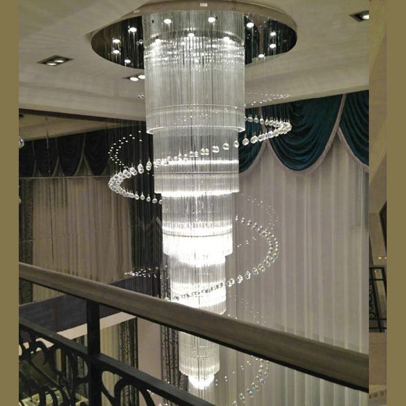 Новая Большая Современная Люстра Хрустальный Светильник ing для дуплексной и гостиничной люстры cristal светодиодный светильник для лестницы
