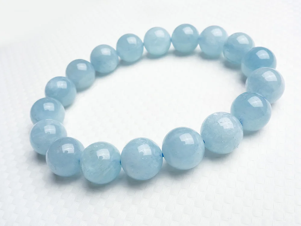 

Top Quality Natural Blue Ice Aquamarine Bracelet Women Men 11mm Stretch Jewelry Crystal Clear Round Beads Certificate AAAAA