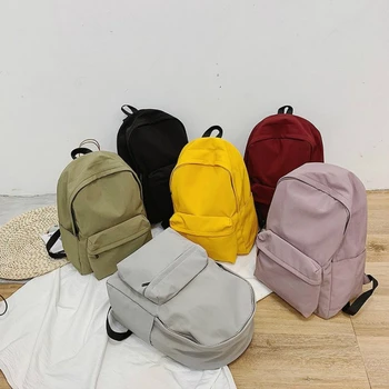 

2019 Summer New Fashion Preppy Style Women Classic Solid Color Canvas Backpacks Female Casual Students School Bags Shoulder Bags