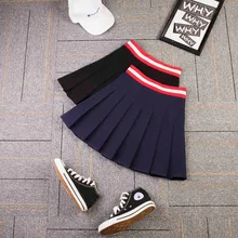 S-XXl, четыре цвета, высокая талия, трапециевидная Женская юбка, полосатая строчка, Матросская плиссированная юбка, эластичная талия, милая Девичья танцевальная юбка