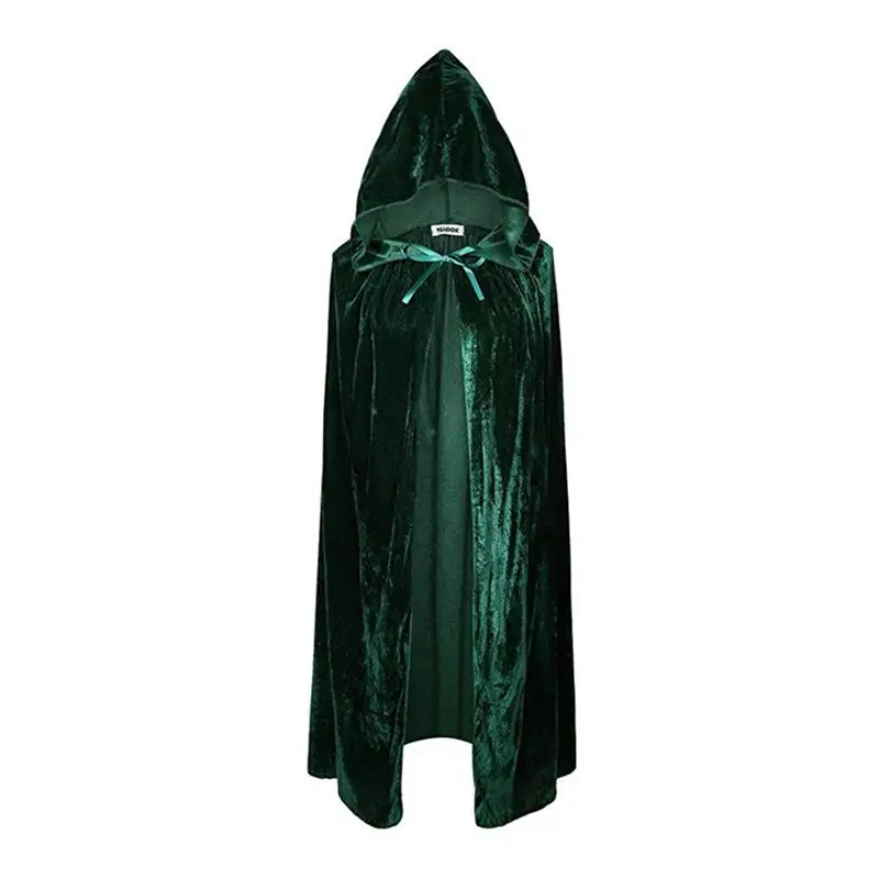 

Unisex Halloween Witch Cloak Wizard Hooded Robe Cloak Cosplay Masquerade Costume (Dark Green)