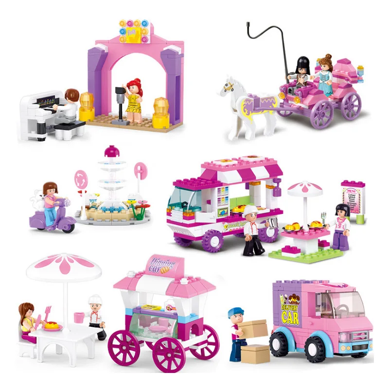 

Girl Dream Princess Royal Carriage Wagon Building Blocks Figure truck Educational Toy Compatible Legoing Friends Series wy30