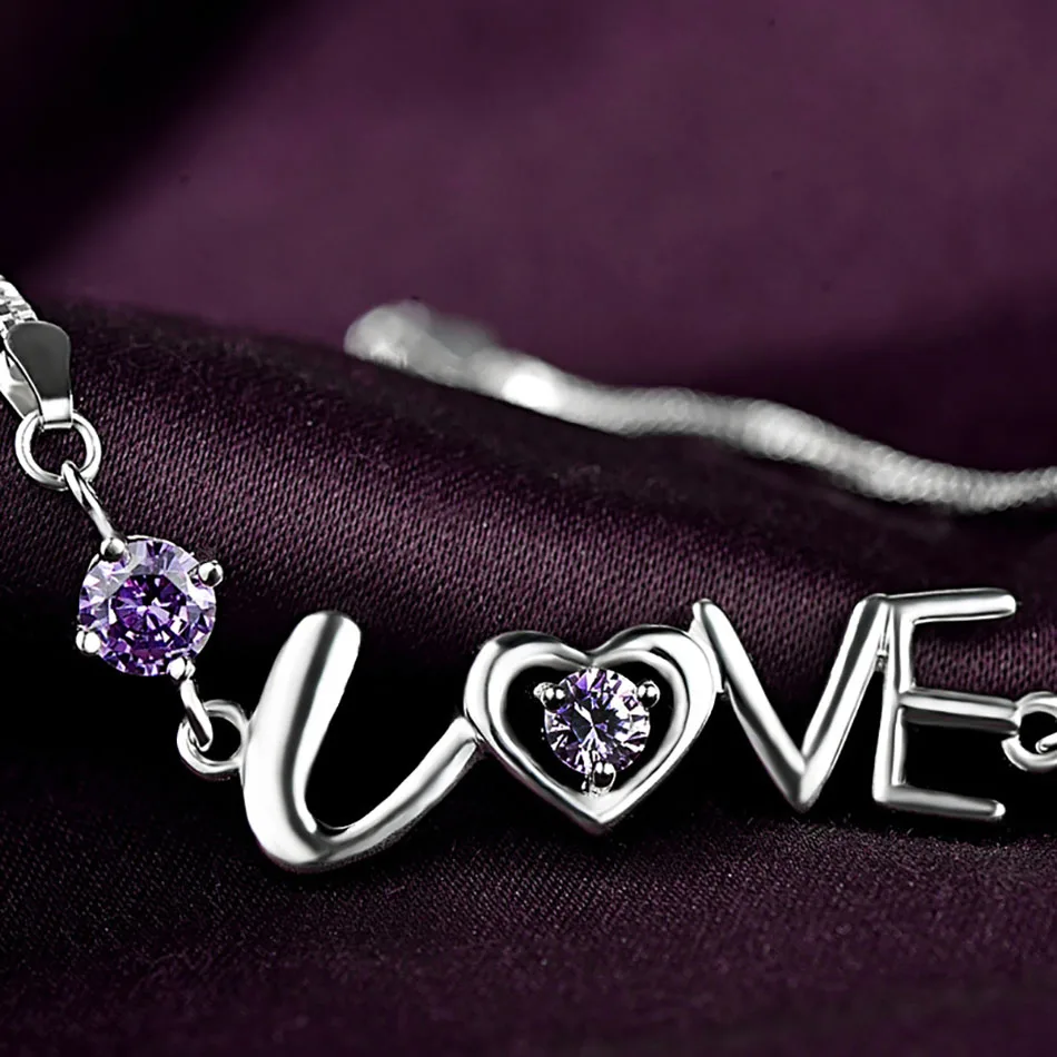 5Virgooer Silver 925 Jewelry Fine Fashion High Quality Bracelet Wholesale And Retail Sparkling CZ Love Letter Bracelets For Women
