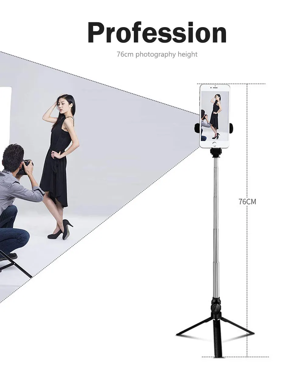 Wireless Bluetooth Selfie Stick Mini Tripod Extendable Monopod Universal Portable Handheld for IOS Android Smart Phone (9)