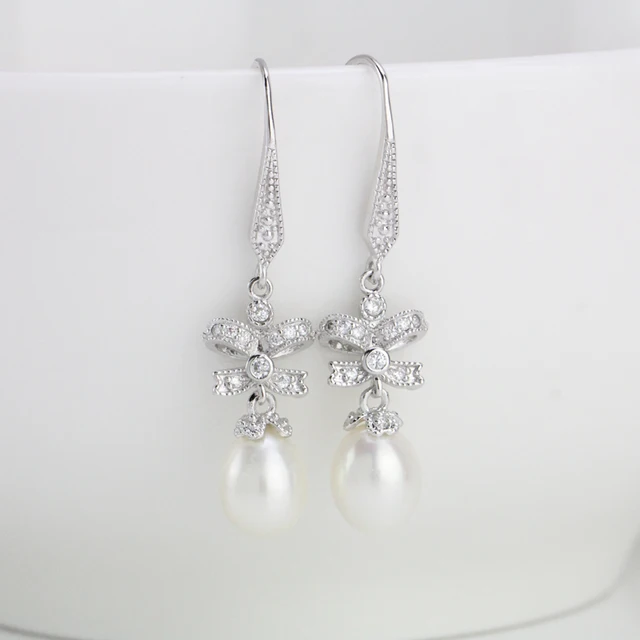 Dangling Earrings For Women Flower Rhinestone And Pearl Dangling Earrings For Women Flower Rhinestone And Pearl Tear Water Drop Wedding Jewelry Freshwater