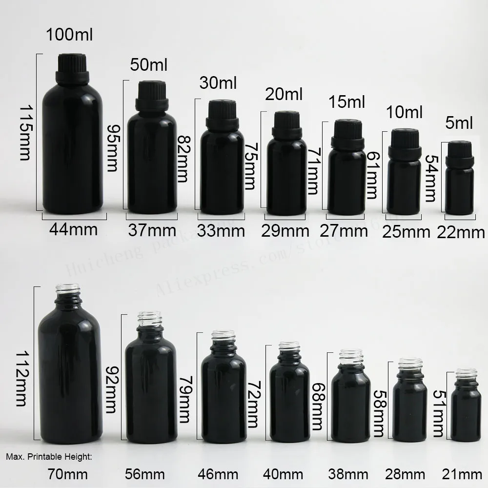 100 мл 50 мл 30 мл 20 мл 15 мл 10 мл 5 мл Краски Сияющий черная бутылка эфирного масла с подделать Кепки 12 шт