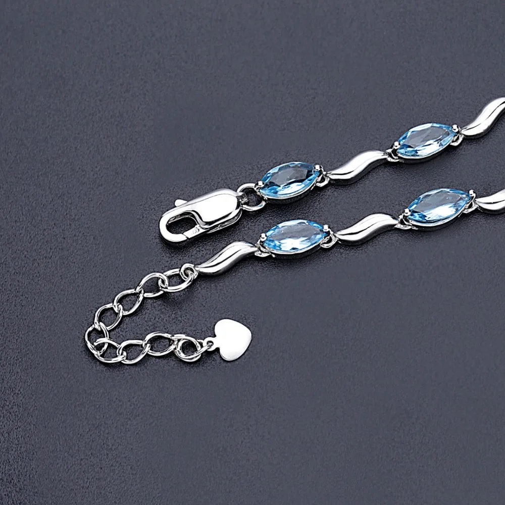 Ювелирный балетный браслет в форме маркизы 6.25Ct, натуральный Швейцарский Голубой Топаз, браслеты из серебра 925 пробы для женщин, подарок, хорошее ювелирное изделие
