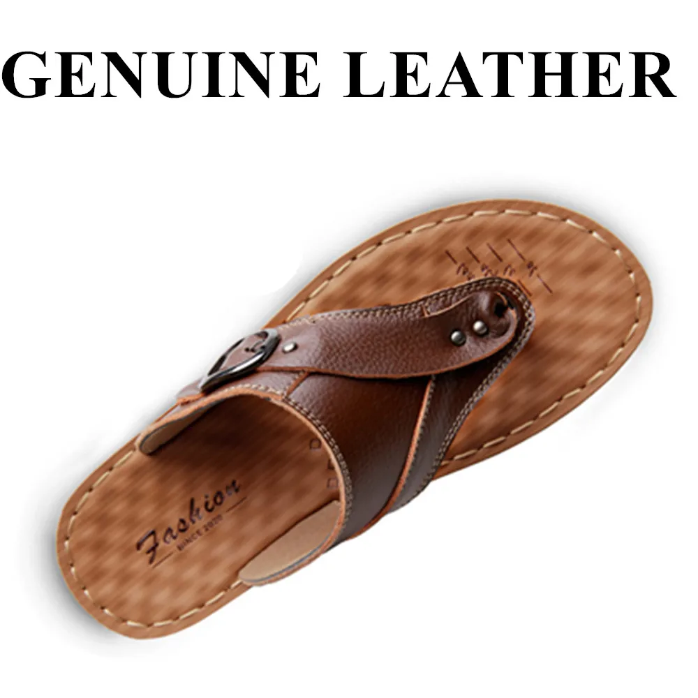 Ouvert Mode 14206brown Sandales D'été Brun De Bout Chaussures Hommes Plage En Mâle Pantoufles Brown Noir 2018 Maison Flip Flops Véritable Cuir 14206yellow ZzwqHwWf