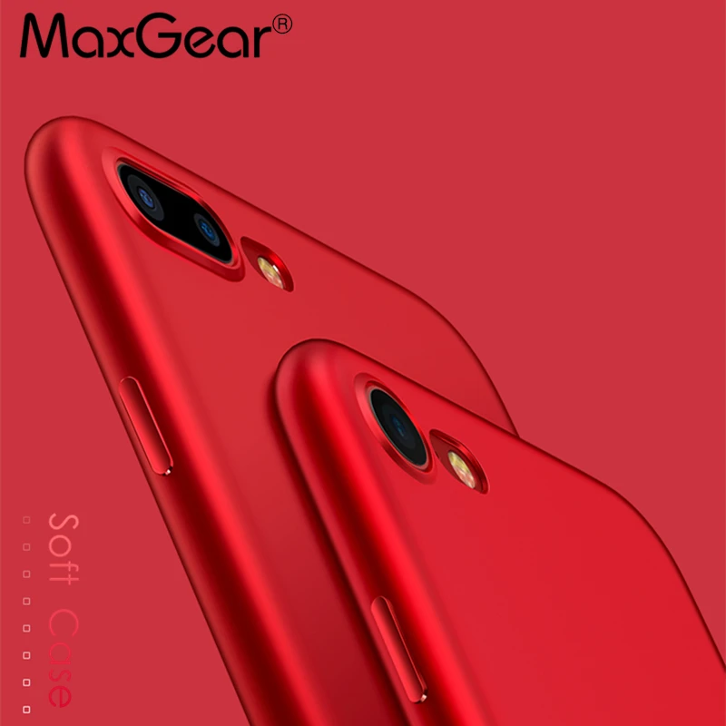 

MaxGear Soft Matte TPU Case for Apple iPhone 7 6 6S 8 Plus X Back Cover Sillicone Cases Red Ultra Thin Cover Protective Cases